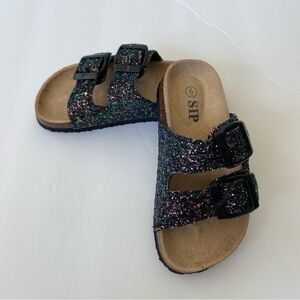 SIP Black & Pink Glitter Girls Birk Style Sandals | Girl Size 6 - NWOT